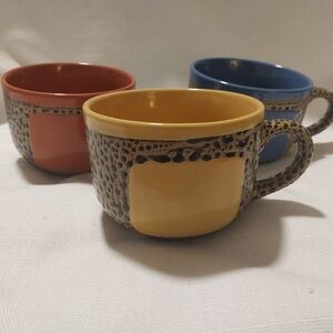 Always Azul Pottery Multicolor Handcrafted Coffee Mugs Set of 3